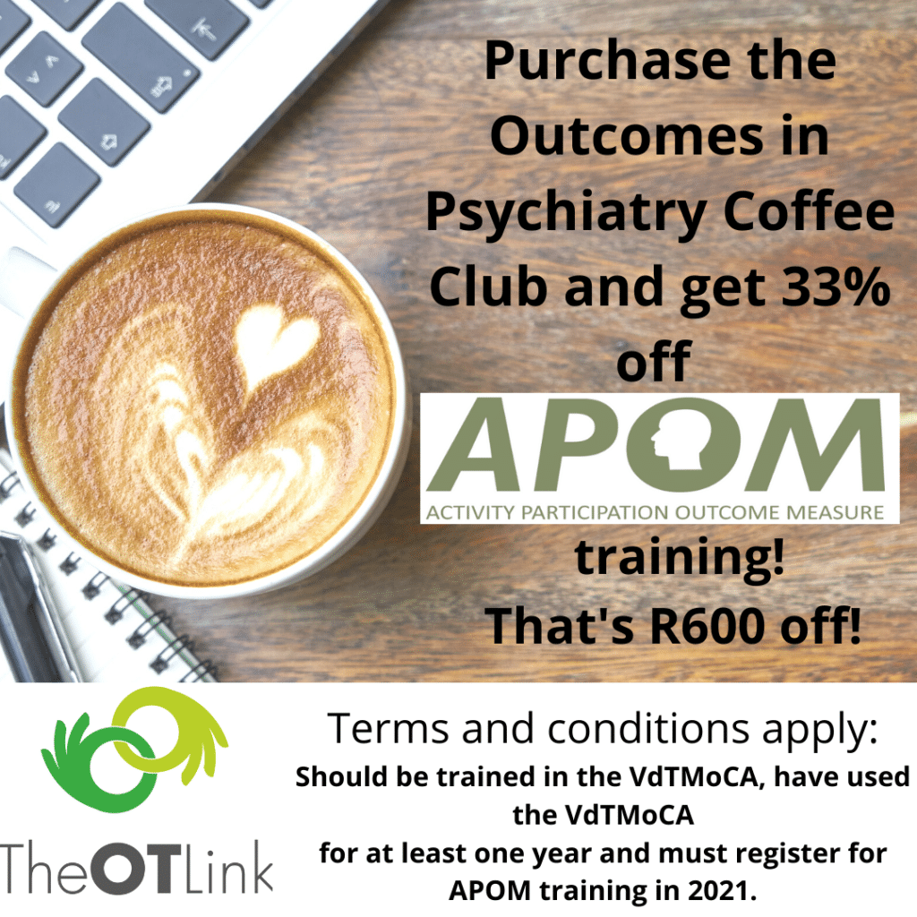 Purchase Coffee Club: Outcomes in Psychiatry and get 33% off APOM training